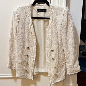 Zara Off-White Textured Jacket